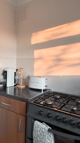 Organized kitchen setup with meal prep gadgets and containers